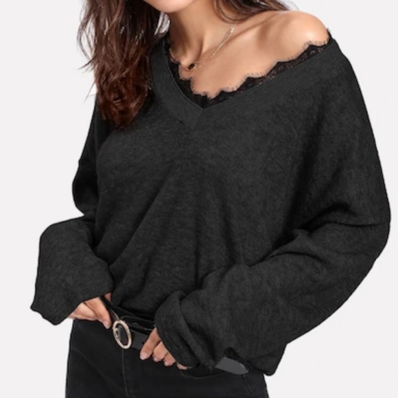 Black Lace Sweater - Picture 2 of 2